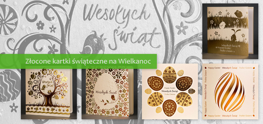 kartki wielkanocne złocone